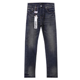 Purple‑Brand Men Dark Wash Straight Leg Jeans Vintage Faded Denim Pants Streetwear Casual Trousers