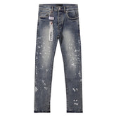 Purple‑Brand Vintage Blue White Paint Splatter Straight Jeans