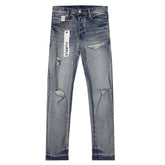 Purple‑Brand Light Wash Ripped Repair White Paint Splatter Straight Jeans