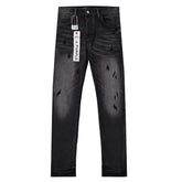 Purple‑Brand Black Faded Printed Distressed Straight Leg Jeans
