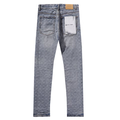 Purple‑Brand Monogram Jacquard Straight Leg Jeans