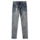 Purple‑Brand Heavy Distressed Ripped Paint Splatter Straight Leg Jeans