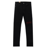 Ksubi Red Outline Logo Embroidered Black Slim Jeans