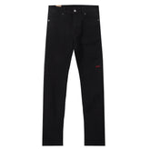Ksubi Red KSUBI Letter Embroidery Solid Black Slim Jeans