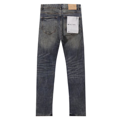 Purple‑Brand Vintage Blue Multi Frayed Ripped Straight Jeans