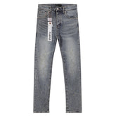 Purple‑Brand Light Vintage Wash All‑Over Abrasion Scratch Straight Jeans