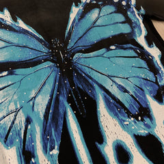 DUAA Blue Flame Butterfly Vintage Black Washed T-Shirt