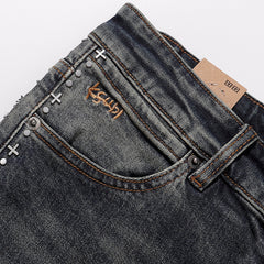Ksubi Vintage Washed Side Cross Stitch Slim Jeans