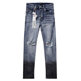Purple‑Brand Gradient Dip‑Dye Knee Frayed Ripped Splatter Paint Straight Leg Jeans
