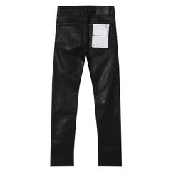 Purple‑Brand Black Coated Shiny Straight Leg Denim Jeans