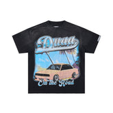 DUAA On The Road Retro Old Car Vintage Black Washed T-Shirt