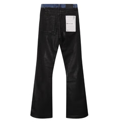 Purple‑Brand Black Coated Contrast Waist Flare Jeans