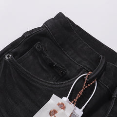 Purple‑Brand Black Shadow Whisker Wash Straight Leg Jeans