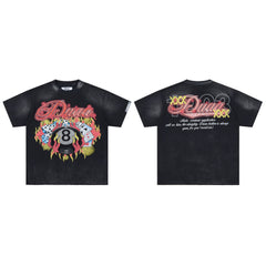 DUAA Flame 8-Ball Poker Vintage Black Washed T-Shirt
