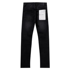 Purple‑Brand Black Washed Knee Ripped Straight Leg Jeans