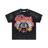 DUAA Flame 8-Ball Poker Vintage Black Washed T-Shirt