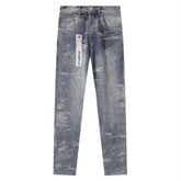 Purple‑Brand Distressed Textured Jacquard Straight Leg Jeans