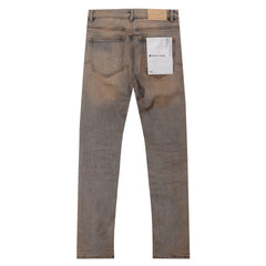 Purple‑Brand Mud Wash Multi‑Ripped Distressed Straight Jeans