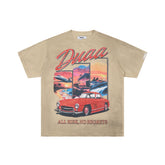 DUAA All Risk No Regrets Retro Classic Car Vintage Khaki Washed T-Shirt