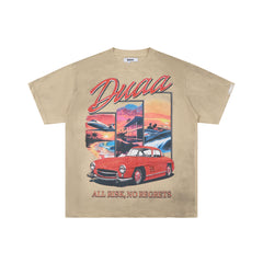 DUAA All Risk No Regrets Retro Classic Car Vintage Khaki Washed T-Shirt