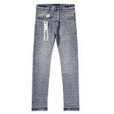 Purple‑Brand Monogram Jacquard Straight Leg Jeans