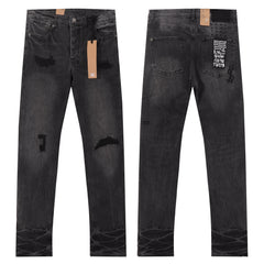 Ksubi Distressed Ripped Black Grey Washed Slim Jeans