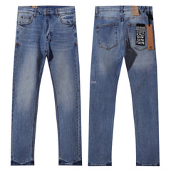 Ksubi Classic Light Blue Washed Small Square Logo Slim Jeans