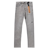 Ksubi Light Grey Washed KSUBI Letter Embroidery Slim Jeans