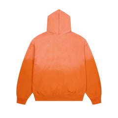DUAA Gothic Letter 33 Rhinestone Orange Zip Up Hoodie