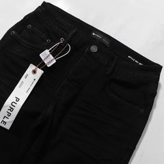 Purple‑Brand Solid Black Clean Straight Leg Denim Jeans
