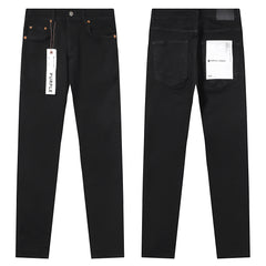 Purple‑Brand Solid Black Clean Straight Leg Jeans