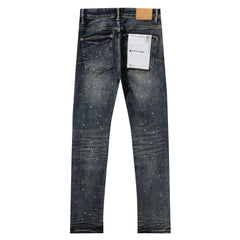 Purple‑Brand Vintage Blue White Paint Splatter Straight Leg Jeans