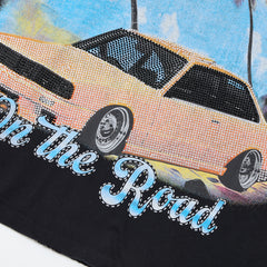 DUAA On The Road Retro Old Car Vintage Black Washed T-Shirt