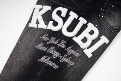Ksubi Splash Ink Print Slim Black Washed Jeans