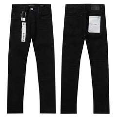 Purple‑Brand Black Wrinkle Effect Straight Leg Denim Jeans