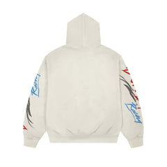 DUAA Racing Helmet Vintage Washed Beige Zip Up Hoodie