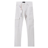 Purple‑Brand White Cargo Straight Leg Jeans