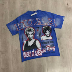 DUAA Celia Cruz Queen of Salsa Vintage Blue Washed T-Shirt