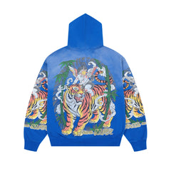 DUAA Angel Tiger Vintage Washed Blue Zip Up Hoodie