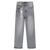 Purple‑Brand Light Wash Radial Rhinestone Straight Jeans