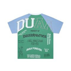 DUAA Forever Green Blue Raglan Cropped T-Shirt