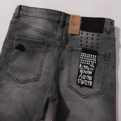 Ksubi Patch Distressed Grey Wash Slim Jeans