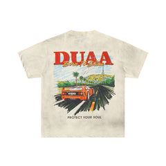 DUAA Born To Shine Retro Supercar Vintage Off White Washed T-Shirt