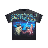 DUAA FOREVERDUH Alien UFO Boys Vintage Washed Graphic T-Shirt