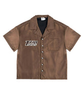 Triple Sevens Nylon Button Up Tee Brown
