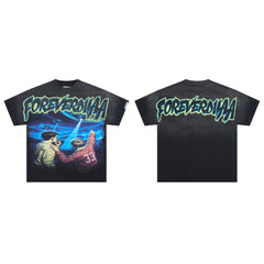 DUAA FOREVERDUH Alien UFO Boys Vintage Washed Graphic T-Shirt
