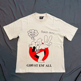Triple Sevens Vintage Ghost Graphic T-Shirt Men’s Streetwear Oversized Casual Tee Retro Cartoon Print Short Sleeve Top