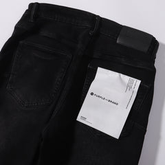 Purple‑Brand Rhinestone Letter Logo Straight Leg Jeans