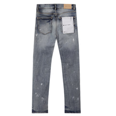 Purple‑Brand Light Wash Ripped Repair White Paint Splatter Straight Jeans