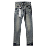 Purple‑Brand Vintage Faded Sand Wash Straight Leg Denim Jeans